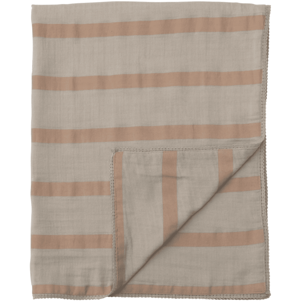 Double Cloth Baby Blanket, Oatmeal & Pink Stripe
